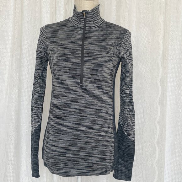 Athleta Women's Jacket Gray Flurry Half Zip Base Layer Mock Neck Long Sleeve - Picture 2 of 6